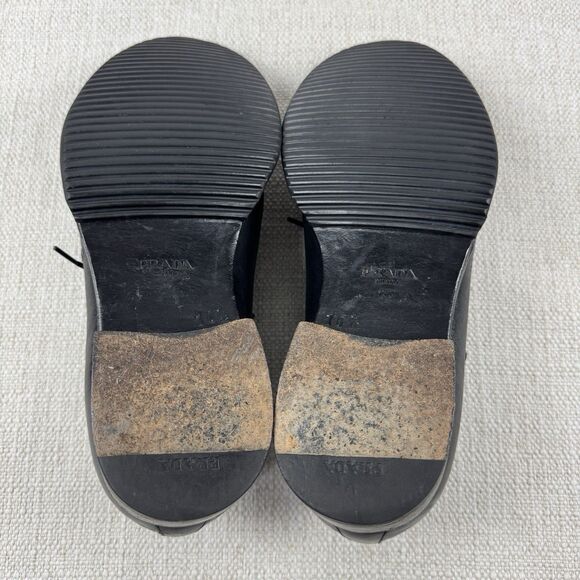 Prada Welt Sewn Black Leather Oxford Mens 10.5 Lace Up Derby Dress Shoes 2EG100 - Picture 10 of 11